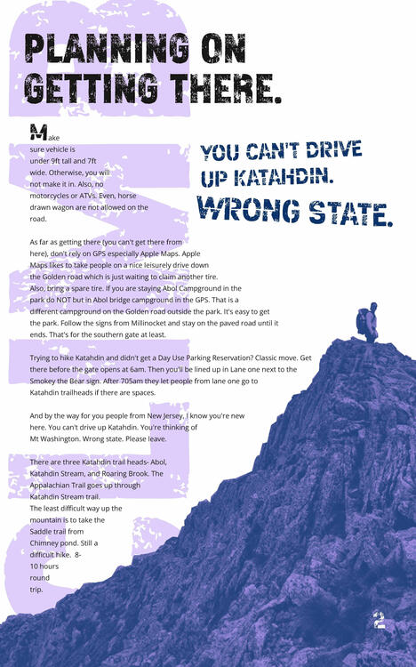 A page of a spread from a Baxter State Park magazine.